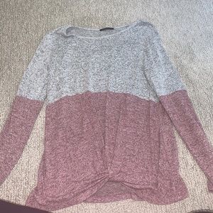 M cute causal half pink half gray top